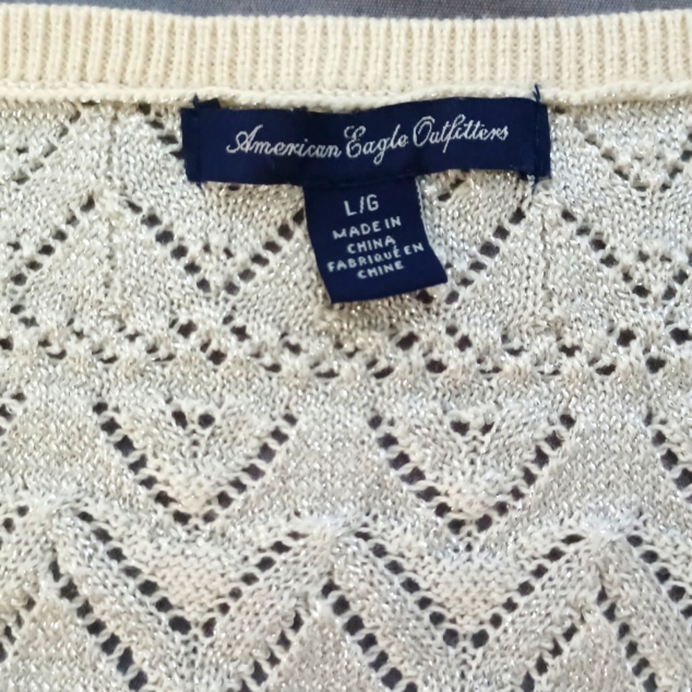 American Eagle Outfitters white and silver knit eyelet dress - Picture 10 of 10